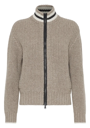 Brunello Cucinelli ribbed knit cashmere cardigan - Neutrals