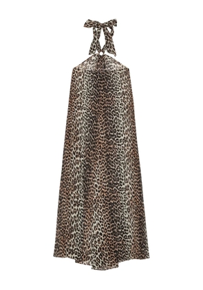 GANNI leopard-print halter dress - Neutrals