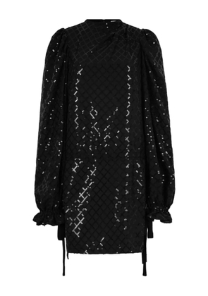 Genny long-sleeved sequinned dress - Black