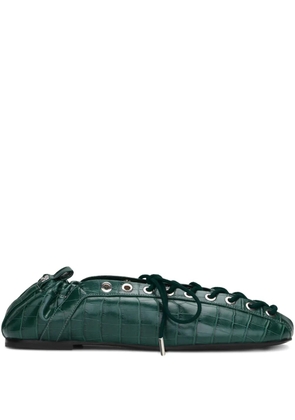 GANNI lace-up ballet flats - Green