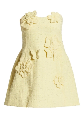 Leo Lin Rosario floral-embellished tweed dress - Yellow