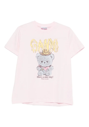 GANNI Teddy cotton jersey T-shirt - Pink