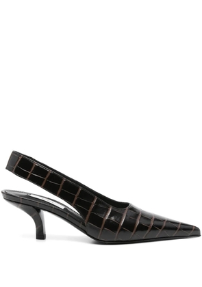 TOTEME 70mm crocodile-effect pumps - Brown