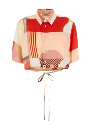 FENDI graphic-print cropped shirt - Pink