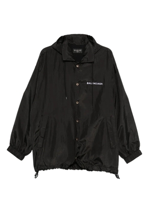 Balenciaga hooded logo-embroidered jacket - Black