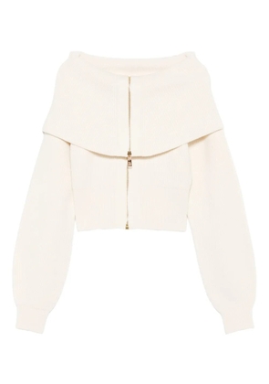 Elisabetta Franchi off-shoulder zip-fastening cardigan - Neutrals