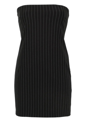 Patrizia Pepe wide-neck pinstriped minidress - Black