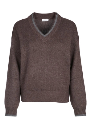 Brunello Cucinelli V-neck ribbed sweater - Brown
