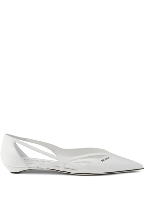Prada leather cut-out ballerina shoes - White