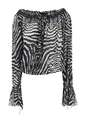 Blumarine zebra print lace blouse - White