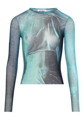 Jean Paul Gaultier Water print long-sleeved t-shirt - Blue