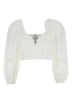 Charo Ruiz Ibiza eyelet detail crop blouse - White