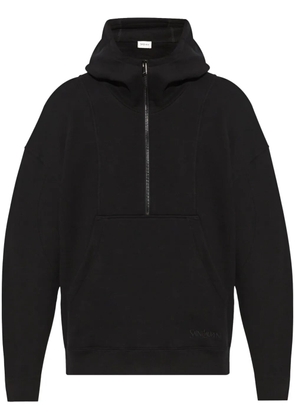 Saint Laurent logo-embroidered half-zip hoodie - Black