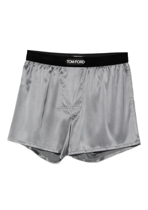 TOM FORD velvet-waistband logo-patch boxer - Grey