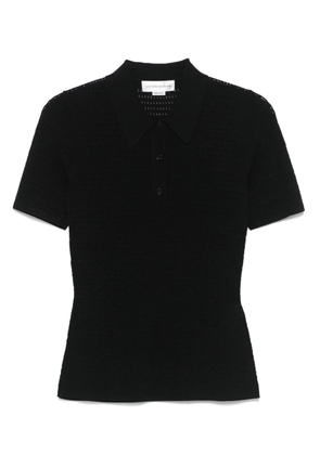 Victoria Beckham perforated polo top - Black