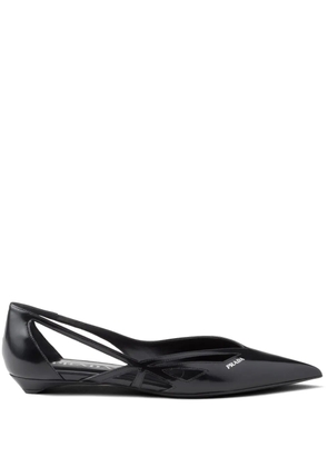Prada leather cut-out ballerinas - Black