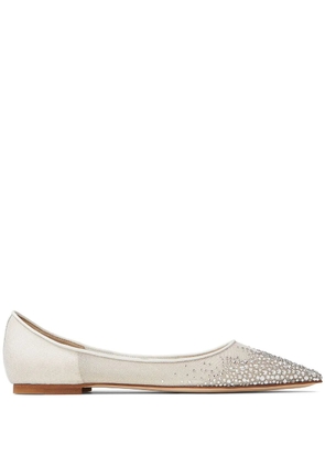 Jimmy Choo Love crystal-embellished ballerinas - White