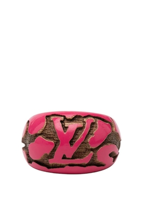 Louis Vuitton Pre-Owned 2009 Lacquered Wood Leomonogram Ring S costume ring - Brown