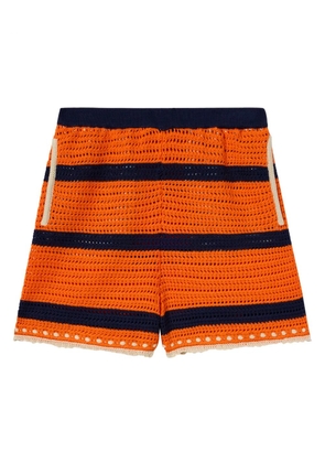 La DoubleJ striped crochet shorts - Orange