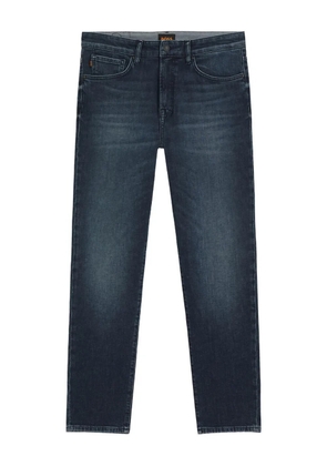 BOSS leather-patch jeans - Blue