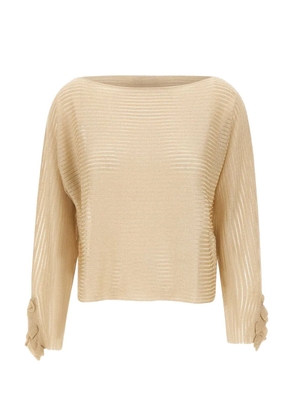 LIU JO striped ruffled top - Neutrals