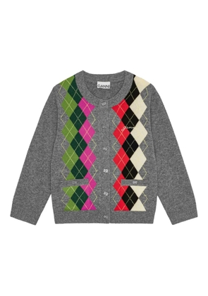 GANNI argyle-pattern cardigan - Grey