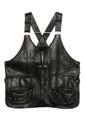 Yohji Yamamoto pocketed leather waistcoat - Black