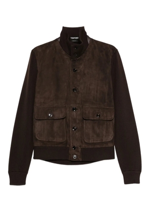 TOM FORD knitted-sleeves suede jacket - Brown
