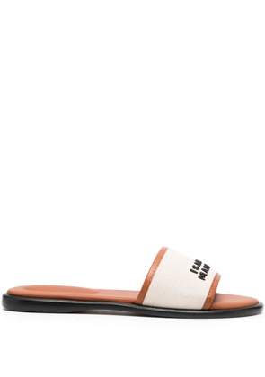ISABEL MARANT Vikee logo cotton slides - Neutrals