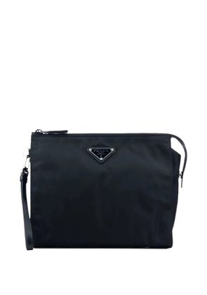 Prada logo-plaque wash bag - Black