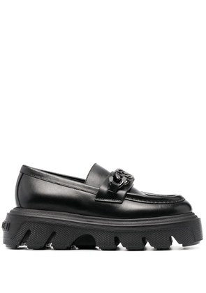 Casadei logo-plaque leather loafers - Black