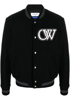Off-White logo-appliqué varsity bomber jacket - Black
