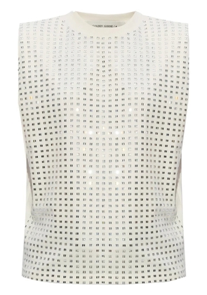 Golden Goose crystal-embellished cotton top - White
