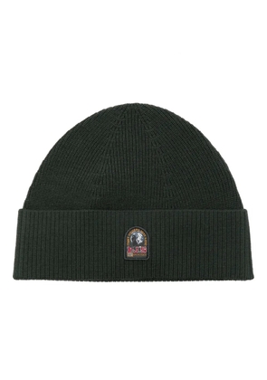 Parajumpers logo-patch ribbed-knit beanie - Green