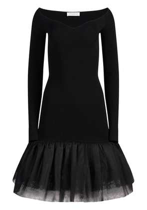 Nina Ricci sweetheart-neck tulle-panel dress - Black