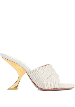 Amina Muaddi 90mm leather heeled sandals - Neutrals