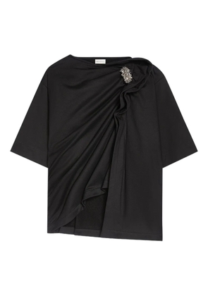DRIES VAN NOTEN draped brooch t-shirt - Black