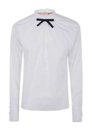 Nº21 bow-detailed ruffled shirt - White