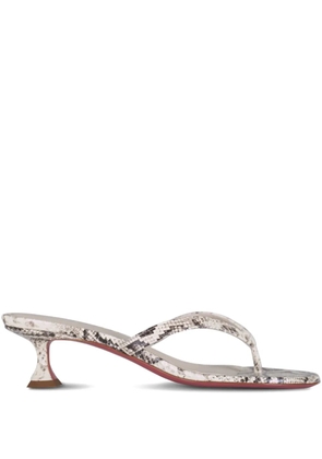 Amina Muaddi 45mm Juliette snakeskin-print sandals - Grey