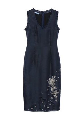 Prada embroidered silk midi dress - Blue
