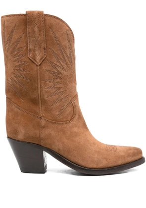 Golden Goose embroidered suede boots - Brown
