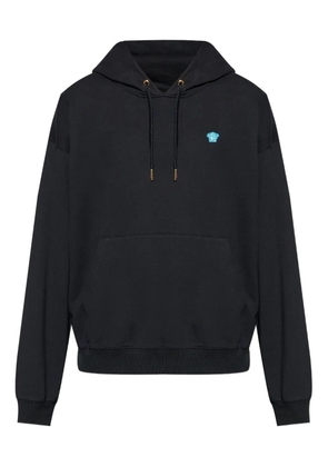 Versace embroidered-logo cotton hoodie - Black