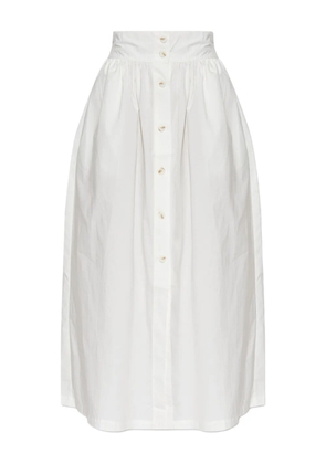 Posse button-front gathered maxi skirt - White