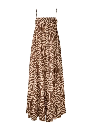 ZIMMERMANN Wanderlust zebra-print midi dress - Brown