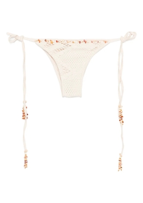 PatBO beaded tie bikini bottom - Neutrals