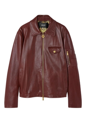 Versace biker-style leather jacket - Brown