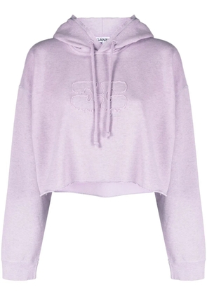 GANNI cropped organic cotton hoodie - Purple