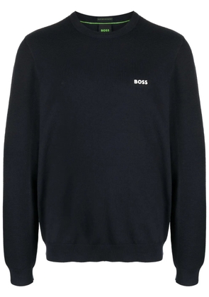 BOSS logo-patch round-neck jumper - Blue