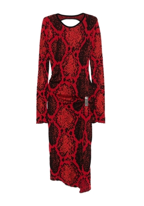The Attico snakeskin-print midi dress - Red