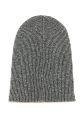 Brunello Cucinelli reversible ribbed cashmere beanie hat - Grey